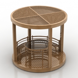 Круглая беседка с плоской крышей - библиотечный элемент ArchoCAD. 3D модель