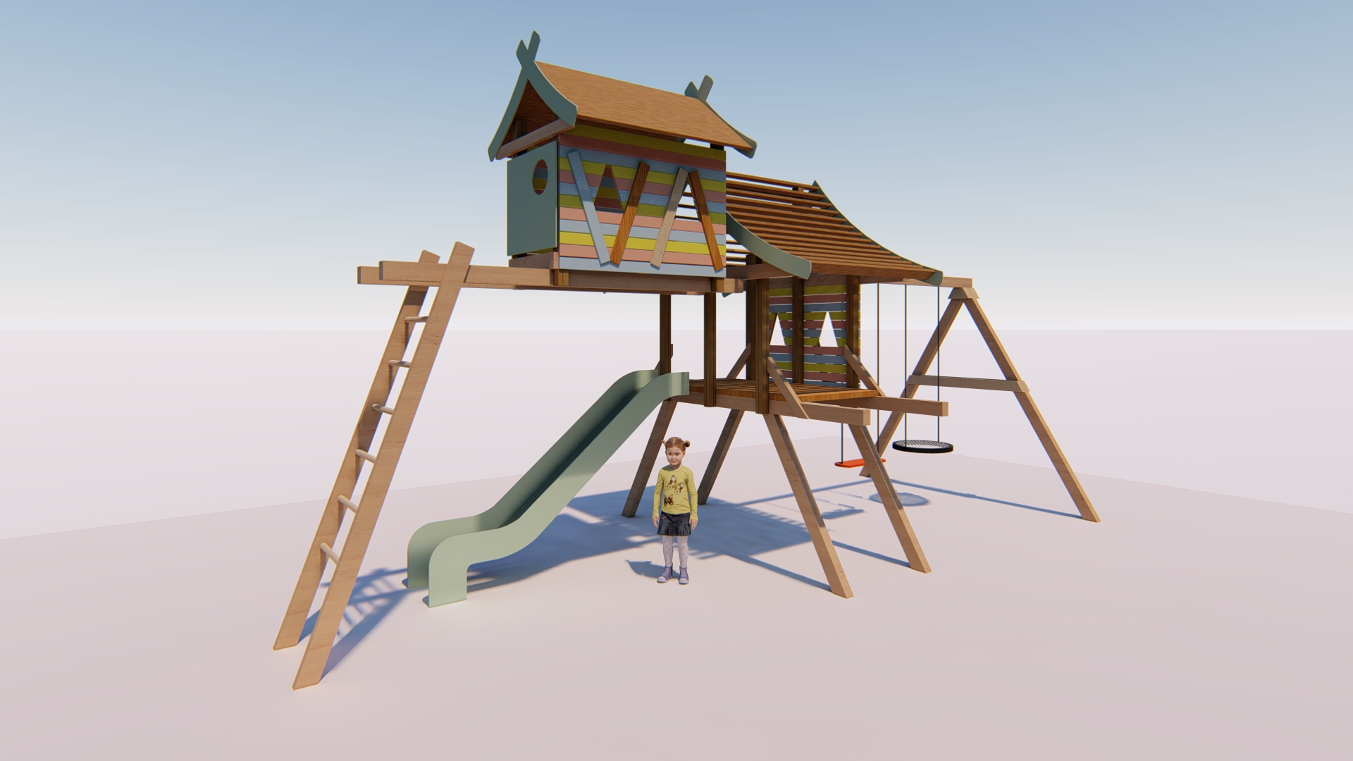 3D модель детской игровой площадки в исходном формате бесплатно