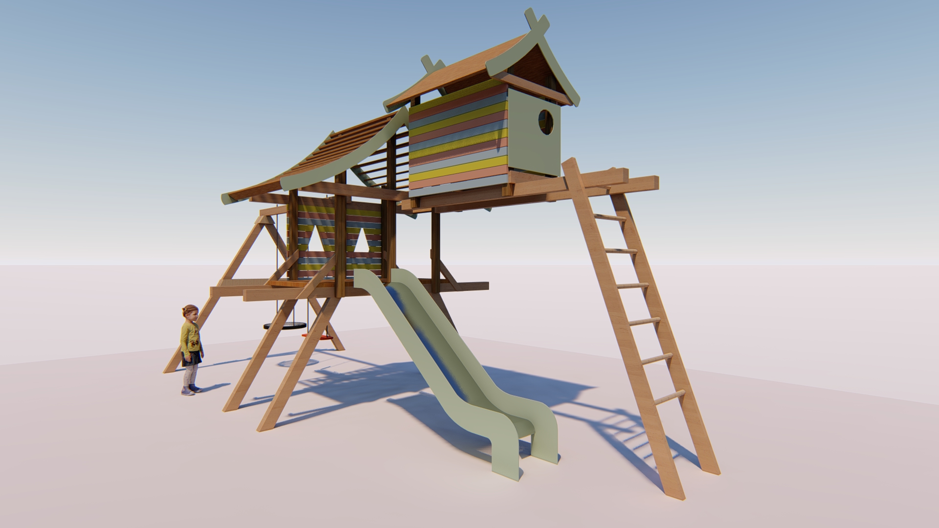 3D модель детской игровой площадки в исходном формате PLN бесплатно