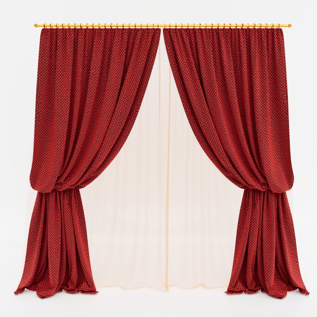 3D модель штор с подвязками